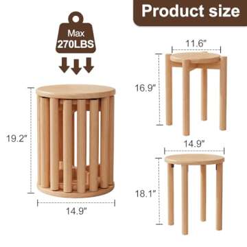 Bar Stools Set of 4 – Stackable & Sturdy Wooden Stools for Any Space
