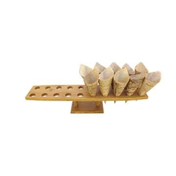 BambooMN 22 Inch Natural Bamboo Oblong Food Cone Display Tamaki Stand for Restaurants, Catered Event...