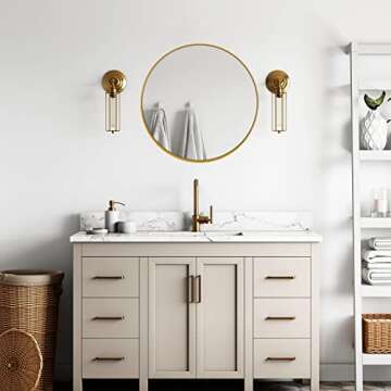 UNZIPE 20" Gold Round Mirror for Home Decor