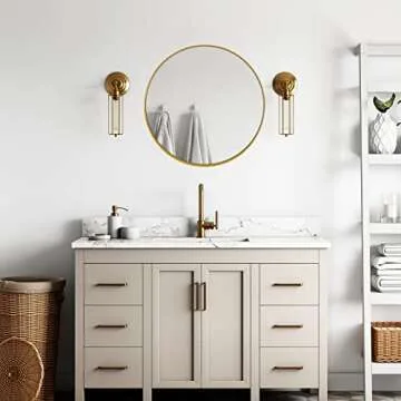 UNZIPE 20" Gold Round Mirror for Home Decor