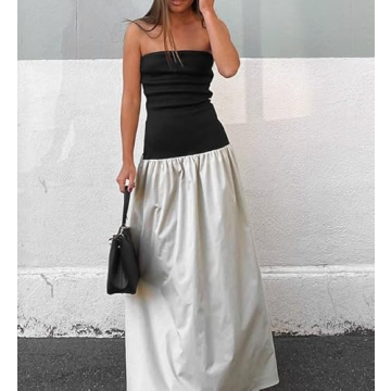 Shop NUFIWI Women Summer Sleeveless Tube Patchwork Dress