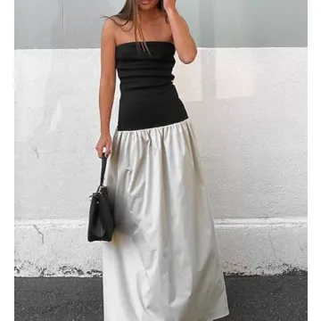 Shop NUFIWI Women Summer Sleeveless Tube Patchwork Dress