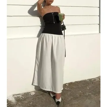 Shop NUFIWI Women Summer Sleeveless Tube Patchwork Dress