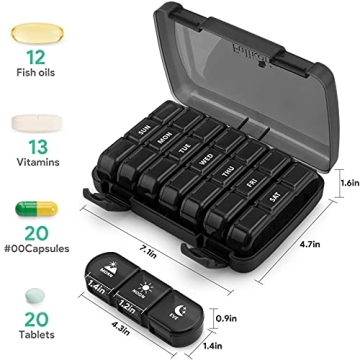 Fullicon 21 Compartment BPA-Free Weekly Pill Organizer