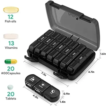 Fullicon 21 Compartment BPA-Free Weekly Pill Organizer