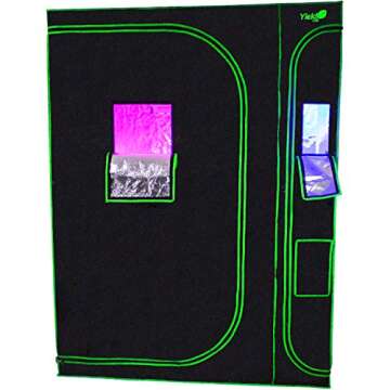 Yield Lab 60" x 48" x 80" 2 in 1 Grow Tent Kit with Viewing Windows & Flood Trays – Dual Hydroponi...