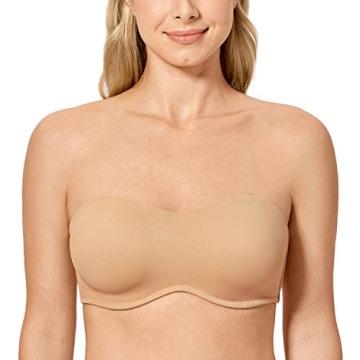 DELIMIRA Women's Strapless Bra Minimizer Seamless Underwire Unlined Bandeau for Big Bust Taupe Tan 3...