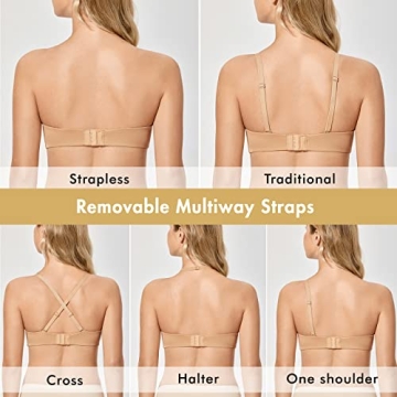 DELIMIRA Women's Strapless Bra Minimizer Seamless Underwire Unlined Bandeau for Big Bust Taupe Tan 34C