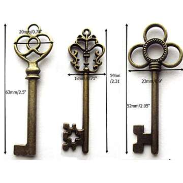 Aokbean Antique Bronze Skeleton Keys Set of 30