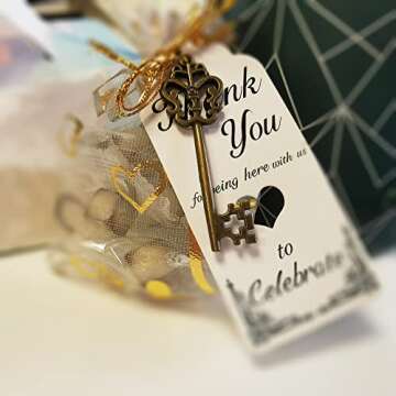 Aokbean Antique Bronze Skeleton Keys Set of 30