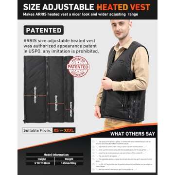 ARRIS Heated Vest for Men, 7.4V Electric Size Adjustable Heating Vest for Hunting, Camping