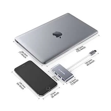 LENTION 4-in-1 USB-C Hub with 3 USB 3.0 and Type C Power Delivery Compatible 2023-2016 MacBook Pro 13/14/15/16, New Mac Air/Surface, ChromeBook, More, Multiport Charging Adapter (CB-C13se, Space Gray)