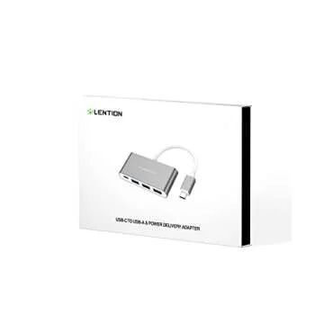 LENTION 4-in-1 USB-C Hub with 3 USB 3.0 and Type C Power Delivery Compatible 2023-2016 MacBook Pro 13/14/15/16, New Mac Air/Surface, ChromeBook, More, Multiport Charging Adapter (CB-C13se, Space Gray)