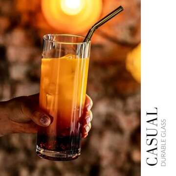 Krosno Tall Water Drinking Glasses, Set of 6, 16.9 oz, Balance Collection, Highball Crystal Glass, Ideal Everyday Drinking Glasses, Dishwasher Safe, Gift Idea