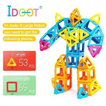 idoot Magnetic Tiles for Creative Kids Aged 3 and Up