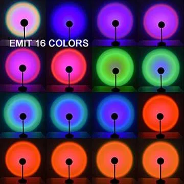 HYODREAM Sunset Projection Light LED Wall Light Remote Control 16 Colors Atmosphere Lamp 180 Degree Rotation USB Charging Visual Ambient Warm or Rainbow Light for Photography/Kids Room Nightlight