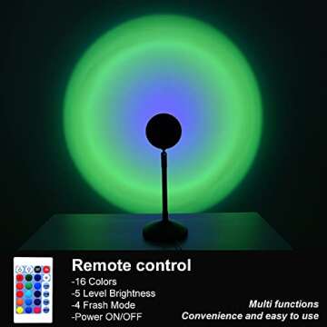 HYODREAM Sunset Projection Light LED Wall Light Remote Control 16 Colors Atmosphere Lamp 180 Degree Rotation USB Charging Visual Ambient Warm or Rainbow Light for Photography/Kids Room Nightlight