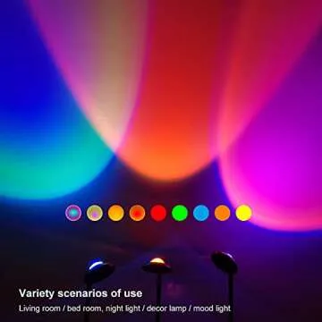 HYODREAM Sunset Projection Light LED Wall Light Remote Control 16 Colors Atmosphere Lamp 180 Degree Rotation USB Charging Visual Ambient Warm or Rainbow Light for Photography/Kids Room Nightlight