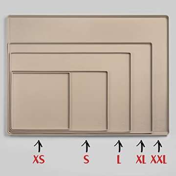DogBuddy Dog Food Mat – Waterproof Dog Bowl Mat for Food and Water, Silicone Pet Feeding Mats for Floors, Non-Slip Placemat with High Edges for Dogs Bowls, Puppy Essentials (Small: 19"x12", Taupe)