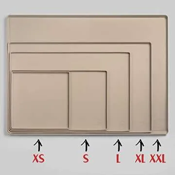 DogBuddy Dog Food Mat – Waterproof Dog Bowl Mat for Food and Water, Silicone Pet Feeding Mats for Floors, Non-Slip Placemat with High Edges for Dogs Bowls, Puppy Essentials (Small: 19"x12", Taupe)