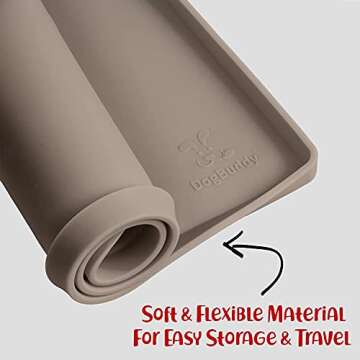 DogBuddy Dog Food Mat – Waterproof Dog Bowl Mat for Food and Water, Silicone Pet Feeding Mats for Floors, Non-Slip Placemat with High Edges for Dogs Bowls, Puppy Essentials (Small: 19"x12", Taupe)