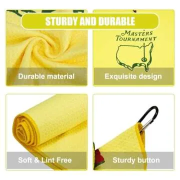 NUMJAW Masters Tournament Golf Towel with Carabiner,Microfiber Golf Towels for Golf Bags,Funny Golf Gifts for Men Women