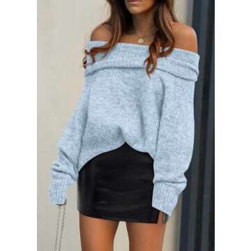 Stylish Women’s Off The Shoulder Pullover Sweater Online