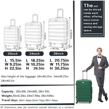 Lightweight Hardshell Luggage Suitcase by Coolife