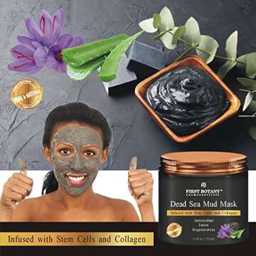 First Botany, 100% Natural Mineral-Infused Dead Sea Mud Mask 8.8oz Stem Cells Facial Treatment Skin ...