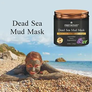 First Botany, 100% Natural Mineral-Infused Dead Sea Mud Mask 8.8oz Stem Cells Facial Treatment Skin Cleanser Pore Reducer Anti Aging Acne Treatment Blackhead Remover Cellulite & Natural Moisturizer