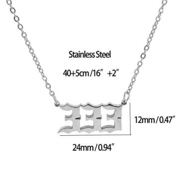 HUTINICE Angel Number Necklace, 333 Necklace Silver Dainty Choker Lucky Numbers Pendant Numerology Minimalist Women Jewelry (333-Silver)