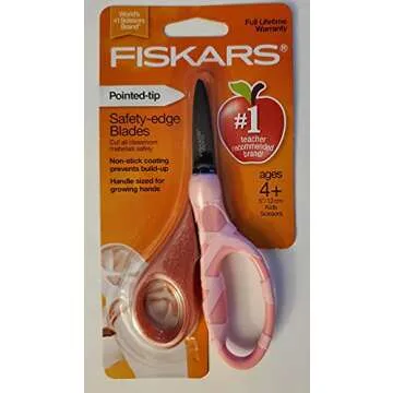 Fiskars 5" Pointed-Tip Scissors for Kids 4-7 - Scissors for School or Crafting - Back to School Supplies - Pink