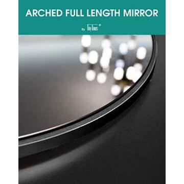 TinyTimes 65''x22'' Arched Full Length Mirror, Floor Mirror with Stand, Full Body Mirror, Arched Wall Mirror, Modern & Contemporary Full Length Mirror with Wood Frame - Black