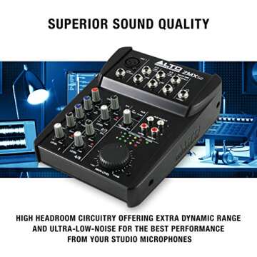 Alto Professional ZMX52 | Studio Quality 5 Channel Compact Audio Mixing Desk with an XLR Microphone Input, 2 Stereo Inputs and an Aux Output