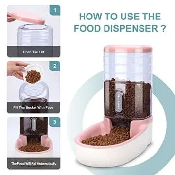 Meikuler Pets Auto Feeder 3.8L,Food Feeder and Water Dispenser Set for Small & Big Dogs Cats and Pets Animals (Pink)