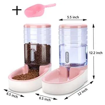 Meikuler Pets Auto Feeder 3.8L,Food Feeder and Water Dispenser Set for Small & Big Dogs Cats and Pets Animals (Pink)