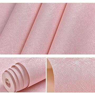 Cohoo Home Silk Pink Wallpaper Peel and Stick Contact Paper Pink Textured Silk Wallpaper for Bedroom Self Adhesive Removable Wall Sticker Paper Girls Room Drawer Liner Waterproof 15.7inW 118inL