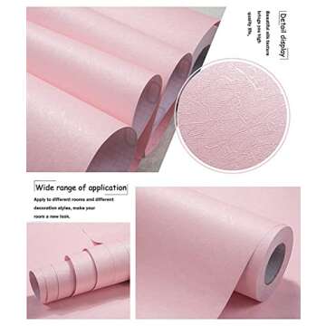 Cohoo Home Silk Pink Wallpaper Peel and Stick Contact Paper Pink Textured Silk Wallpaper for Bedroom Self Adhesive Removable Wall Sticker Paper Girls Room Drawer Liner Waterproof 15.7inW 118inL