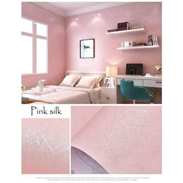 Cohoo Home Silk Pink Wallpaper Peel and Stick Contact Paper Pink Textured Silk Wallpaper for Bedroom Self Adhesive Removable Wall Sticker Paper Girls Room Drawer Liner Waterproof 15.7inW 118inL