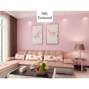 Cohoo Home Silk Pink Wallpaper Peel and Stick Contact Paper Pink Textured Silk Wallpaper for Bedroom Self Adhesive Removable Wall Sticker Paper Girls Room Drawer Liner Waterproof 15.7inW 118inL