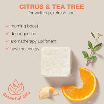 Shower Steamers Aromatherapy - USA Made with Natural Ingredients & Citrus Essential Oil, Long Lasting Shower Bombs for Energy Boost, Gift Set for Women & Men, Spa Gifts & Shower Accessories