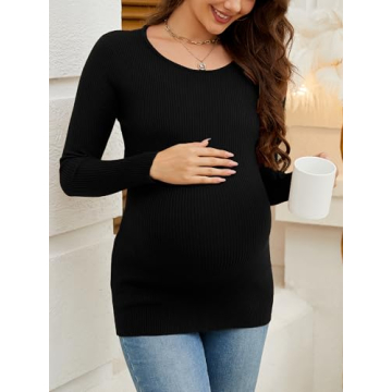 Stylish WANTROY Maternity Long Sleeve Tunic Tops