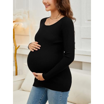 Stylish WANTROY Maternity Long Sleeve Tunic Tops