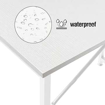 Lufeiya White Computer Desk for Bedroom - 40 inch Simple Modern Study Table Kid Girls Student Home Office Writing Desk, White