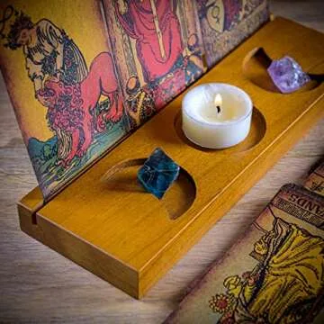 Curawood Tarot Card Holder Stand - Display Your Daily Draw - Witchy Gifts for Women, Tarot Accessories, Wiccan Altar Supplies, Witchcraft Decor, Divination Tools - 3-Card Stand with Etched Moon