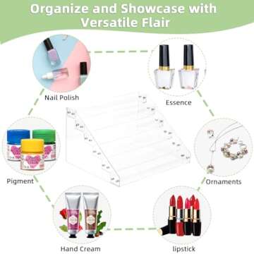Umirokin Nail Polish Organizer, 6 Tiers Acrylic Paint Rack, Clear Display Holder Storage for Ink Gel Nail Polish Sunglasses Essential Oil Holds up to 54-72 Bottles
