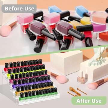 Umirokin Nail Polish Organizer, 6 Tiers Acrylic Paint Rack, Clear Display Holder Storage for Ink Gel Nail Polish Sunglasses Essential Oil Holds up to 54-72 Bottles