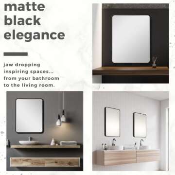 Matte Black Bathroom Mirror 22x28 for Stylish Decor