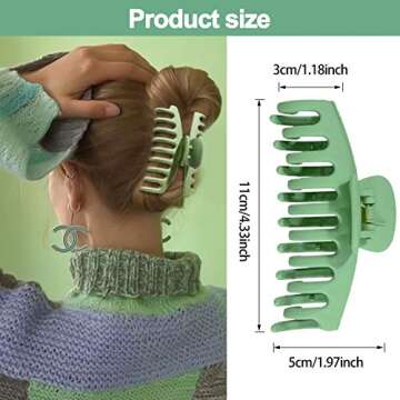 AiPretty Hair Clips, Fashion Big Hair Claw Clips, 4.33 Inch Nonslip Large Claw Hair Clips for Women and Girls Thick Hair, Strong Hold Hair Clips for Thin Hair, 4 Colorful Banana Hair Accessories (4 Pcs)