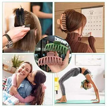 AiPretty Hair Clips, Fashion Big Hair Claw Clips, 4.33 Inch Nonslip Large Claw Hair Clips for Women and Girls Thick Hair, Strong Hold Hair Clips for Thin Hair, 4 Colorful Banana Hair Accessories (4 Pcs)